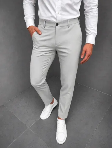 Pantaloni barbati casual gri deshis C001